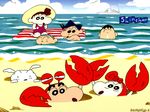  2girls 4boys beach bird birds bo-chan boat boo-chan child cloud clouds crab crayon_shin-chan highres kazama_tooru kazama_toru multiple_boys multiple_girls nohara_himawari nohara_shinnosuke ocean sakurada_nene sato_masao sea shiro_(crayon_shin-chan) shiro_(shin-chan) swimsuit wallpaper 