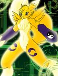  blue_eyes breasts c0sm0 canine chest_tuft digimon elbow_gloves female fox leg_markings renamon solo tail 