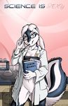  books bottomless brian_mcpherson female glasses lab_coat open_shirt pen science scientist skunk solo vicki what_has_science_done 