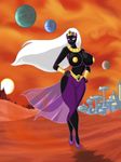  background big_breasts big_thighs breasts city detailed_background duck_dodgers female headband jewelry looking_at_viewer lordstevie martian night pasties planets queen_tyr&#039;ahnee queen_tyr'ahnee shitpicture solo space stars thick_thighs unconvincing_armor unconvincing_armour 