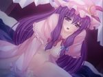  bad_id bad_pixiv_id breasts cowgirl_position crescent cum cum_in_pussy girl_on_top hat medium_breasts nipples onsen_tamago_(nurumayu_onsen) patchouli_knowledge pov purple_eyes purple_hair sex solo straddling touhou 