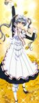  apron artist_request closed_eyes gold hairband highres long_hair maid maid_headdress maria_holic money non-web_source pantyhose screencap shinouji_matsurika silver_hair solo stitched third-party_edit twintails white_legwear 