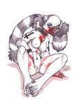  blood breasts collar curled_up emo female goth heterochromia holly_massey lemur nipple_piercing nipples piercing pussy sitting solo spread_legs spreading tail tattoo zeriara_(character) 