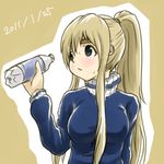  blonde_hair blue_eyes bottle k-on! kaiki_hito_jinkan kotobuki_tsumugi long_hair ponytail solo track_suit 