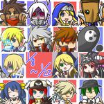  6+boys ahoge arakune blazblue blonde_hair blue_eyes blue_hair braid bridget_(guilty_gear) brown_hair chibi closed_eyes crossover dizzy eyepatch faust_(guilty_gear) green_eyes green_hair guilty_gear hazama ky_kiske long_hair multiple_boys multiple_girls noel_vermillion nu-13 one_eye_closed pink_eyes pink_hair ragna_the_bloodedge red_eyes red_hair shishigami_bang short_hair silver_hair sin_(guilty_gear) sol_badguy tsubaki_yayoi valentine_(guilty_gear) 