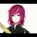  devola female green_eyes instrument long_hair lowres lute lute_(instrument) mishiro nier red_hair solo white_background 