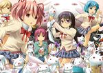  :3 akemi_homura bad_id bad_pixiv_id black_hair blonde_hair blue_hair bow braid charlotte_(madoka_magica) chopsticks clone cup cup_ramen food game_console glasses hair_bow hair_ribbon hairband handheld_game_console jenga kaname_madoka kyubey long_hair mahou_shoujo_madoka_magica miki_sayaka mitakihara_school_uniform mokona multiple_girls nintendo_3ds no_legwear odd_one_out onaka_sukisuki one_eye_closed panties pantyshot pink_eyes pink_hair pocky purple_eyes red-framed_eyewear red_eyes red_hair ribbon sakura_kyouko school_uniform short_hair short_twintails skirt soul_gem spoilers teacup thighhighs tomoe_mami twin_braids twintails underwear white_legwear wii 