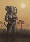  africa anthro breasts elephant female mammal morticus nipples nude outside pussy solo 