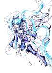  bad_id bad_pixiv_id bare_shoulders blue_eyes blue_hair charmal detached_sleeves hatsune_miku highres long_hair necktie skirt solo thighhighs traditional_media twintails very_long_hair vocaloid watercolor_(medium) 