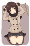  amagami black_eyes black_hair bunching_hair grin head_tilt ina_(gokihoihoi) kneeling scarf school_uniform short_hair smile solo tachibana_miya twintails 