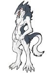 animal_ears claws fangs female flat_chest full_body fur furry long_tongue multicolored_hair nude open_mouth rain_silves sergal simple_background solo standing tail tongue trancy_mick white_background yellow_eyes 