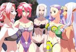  abs artist_request aura_shurifon beach bikini blue_eyes braid breasts brown_eyes chiaia_furan collarbone covered_nipples dark_skin elf green_eyes grin highres isekai_no_seikishi_monogatari large_breasts lineup long_hair mexiah_furan multiple_girls navel ocean pink_hair pointy_ears purple_hair red_hair sand smile swimsuit twintails wahanly_shume water white_hair white_skin yellow_eyes yukine_mea 