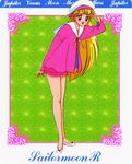  aino_minako bishoujo_senshi_sailor_moon blonde_hair blue_eyes happy hat high_heels leaning long_hair long_legs official_art sailor_hat sailor_outfit salute shoes smile very_long_hair 