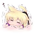  animal_ears blonde_hair cat_ears cat_tail chibi extra_ears hoshizuki_(seigetsu) kemonomimi_mode mizuhashi_parsee puru-see scarf sleeping solo tail touhou trembling 