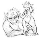  canine daigo fang female imp legend_of_zelda link link_(wolf_form) male midna pointy_ears sketch the_legend_of_zelda twilight_princess wide_hips wolf 