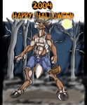  antlers black-rat cervine clothing deer ears full_moon halloween holidays hooves horn horns keanon_woods mammal moon muscles pants shirt tail teeth underwear 