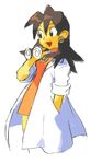  alternate_costume artist_request coke-bottle_glasses earrings eyewear_removed glasses holding holding_eyewear jewelry labcoat rockman rockman_dash sleeves_rolled_up solo tron_bonne 