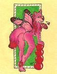  anthro arthropod bent_over butterfly butterfly_wings canine cherry female fruit fur hybrids insect looking_back looking_over_shoulder luthiennightwolf mammal maraschino pink pink_fur pussy solo wings wolf 