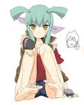  barefoot green_hair headband kiryu_kyosuke luca ruka twintails yu-gi-oh! yugioh_5d&#039;s yuu-gi-ou_5d's 