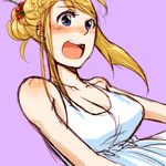  bad_id bad_pixiv_id blonde_hair blue_eyes blush breasts cleavage face fullmetal_alchemist large_breasts nishio_haruaki open_mouth shirt sketch sleeveless sleeveless_shirt solo winry_rockbell 