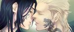  guan_xing highres kiss sangokushi_taisen tattoo yaoi zhang_bao 