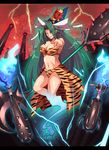  animal_print bikini breasts cleavage club field_of_blades green_eyes green_hair grin hat kanabou large_breasts long_hair maho_(boku_no_kao_wo_otabeyo) mima navel oni planted_weapon pointing setsubun sharp_teeth smile solo swimsuit teeth tiger_print touhou touhou_(pc-98) very_long_hair weapon wizard_hat 