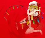  bad_id bad_pixiv_id blonde_hair blood flandre_scarlet hat highres injury red_eyes rokamo sitting solo touhou wings 