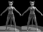  3d animated bradydalton cat cross_eye_stereogram eyefuck feline female gif lycra midriff shorts solo turning 