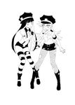  bad_id highres monochrome panty_&amp;_stocking_with_garterbelt panty_(character) panty_(psg) police police_uniform stocking_(character) stocking_(psg) torn_clothes uniform 