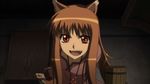  anime canine female horo ookami_to_koushinryou rape_face solo wolf 