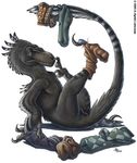  claws cute deinonychus dinosaur doing_it_wrong feral kyoht_luterman male oops raptor scalie socks solo 