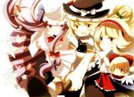  :d alice_margatroid bad_id bad_pixiv_id broom broom_riding doll girl_sandwich hat holding hug kirisame_marisa kmkr lance multiple_girls open_mouth patchouli_knowledge polearm sandwiched shanghai_doll smile star touhou weapon |_| 