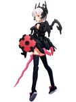  artist_request black blade busou_shinki doll_joints pink_hair red_eyes shield short_hair simple_background solo thighhighs zilvern 