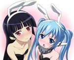  akuto animal_ears black_hair blue_eyes blue_hair blush bunny_ears bunnysuit chain collar crossover gokou_ruri long_hair mole mole_under_eye multiple_girls nymph_(sora_no_otoshimono) ore_no_imouto_ga_konna_ni_kawaii_wake_ga_nai red_eyes sora_no_otoshimono twintails 