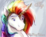  equine horns horse male noben rainbow solo unicorn 