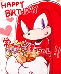  birthday flowers happy knuckles_the_echidna sega sonic_(series) urahyu 