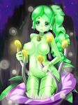  breasts flower green_eyes green_hair green_skin monster_girl plant_girl pussy stamen 