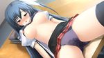  black_hair breasts game_cg ikegami_akane nipples open_shirt panties saran_takamizawa thighhighs underwear wet with_ribbon 