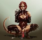  annah annah_of_the_shadows armor breasts condom crouching cum cum_covered cum_in_mouth cum_inside cum_on_breasts cum_on_face dildo dildo_sitting excessive_cum female hair high_heels hybrid insertion kaihlan legwear masturbation messy penetration planescape planescape_torment red_hair sex_toy solo stockings tiefling tongue tongue_out vaginal vaginal_penetration 