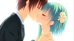  game_cg green_hair kiss muririn noble_works short_hair tsukiyama_sena white 