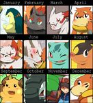  blush buizel bulbasaur calendar chest_tuft cum donphan embrace eyes_closed fangs flora_fauna fur hinami hug human looking_at_viewer looking_back male mammal nintendo one_eye_closed open_mouth orgasm pig pok&#233;mon pok&#233;mon_trainer pok&eacute;mon porcine raichu red_eyes smile teeth tepig tooth torterra trainer tuft typhlosion video_games wink zangoose zorua 