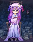  :&lt; :d arms_up bat_wings book book_focus book_hug book_stack chair chibi crescent crossed_arms head_wings holding holding_book kawamura_tenmei koakuma long_hair multiple_girls o_o open_mouth patchouli_knowledge purple_eyes purple_hair red_hair sitting smile too_many too_many_books touhou wings 