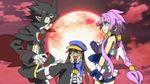  2girls black_hair brown_hair disgaea disgaea_4 hat kazamatsuri_fuuka makai_senki_disgaea_4 moon multiple_girls pink_hair valbatose valvatorez_(disgaea) volcano_(disgaea) vulcanus_(disgaea_4) wings 