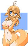  battle_franky big_breasts blonde_hair blue_eyes breasts canine female fox hair nude oekaki pussy solo tail thighs wide_hips yellow 