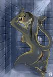  anus blush breasts estrus feline female heat in_heat lion miyabita_cheetah nude pussy raised_tail shower side_boob solo tail wet 