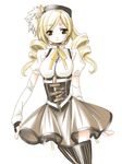  bad_id bad_pixiv_id blonde_hair drill_hair gloves hat highres long_hair magical_girl mahou_shoujo_madoka_magica skirt solo takelu thighhighs tomoe_mami twintails yellow_eyes 