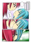  comic kiss mahou_shoujo_madoka_magica miki_sayaka multiple_girls sakura_kyouko short_hair spoilers translated yatsuharu yuri 