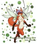  2002 breasts canine ear_piercing earring fairy female fox nude piercing shidonii solo wings 