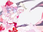  1girl cup dress drinking_glass gloves highres parted_lips remilia_scarlet solo touhou wine_glass wings 