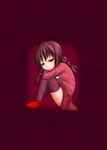  aosora_(mizore) bad_id bad_pixiv_id braid leg_hug madotsuki pink_shirt red_eyes shirt skirt solo thighhighs twin_braids twintails yume_nikki zettai_ryouiki 